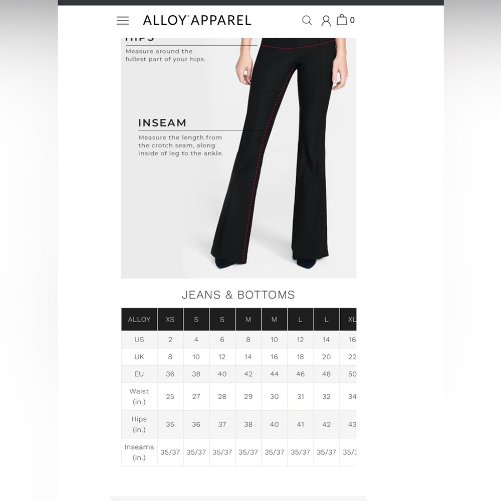 ALLOY APPARREL Staton Tall Flare Blue Pants Women’s 16 Long 18x35 Style #179894 - Picture 4 of 8